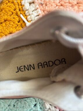 Jenn Ardor Pale Pink Low-Top LaceSneaker. One shoe has some loose rubber needs g